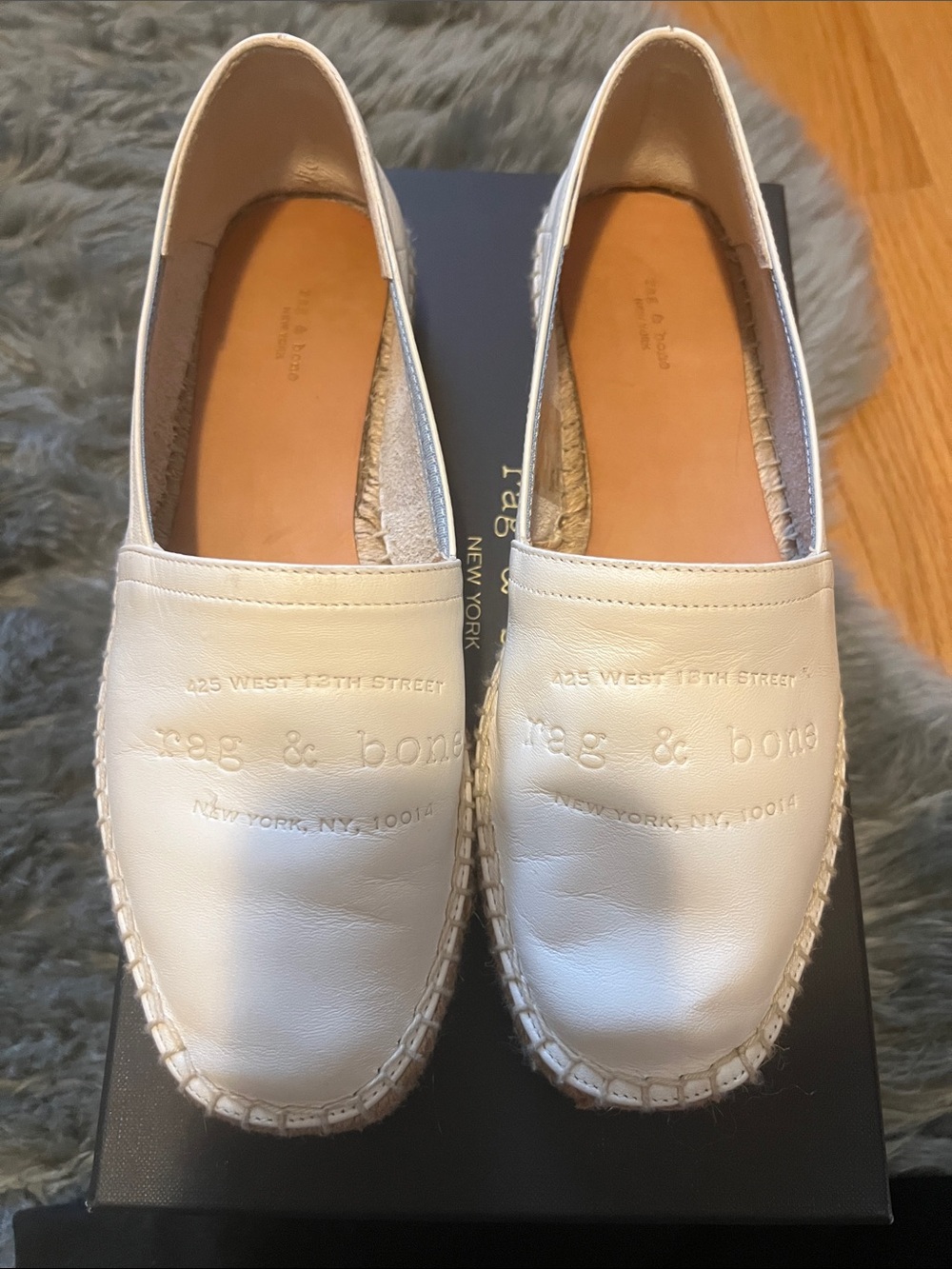 rag & bone White Leather Espadrille Loafers